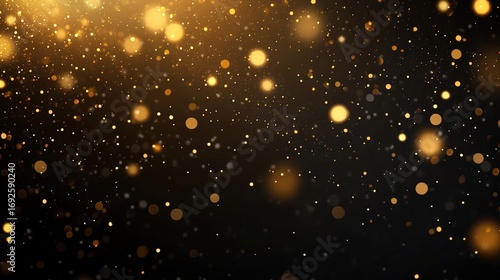 Golden Light Spots on Black - Gold Background, Luxury Celebration Decorative Element