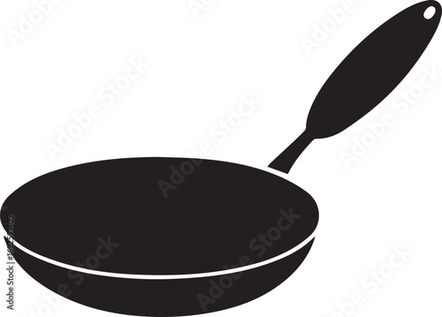 Frying Pan Silhouette Vector — Cookware Icon, Kitchen Utensil Clipart