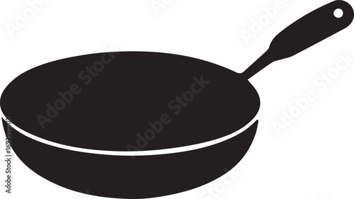 Frying Pan Silhouette Vector — Cookware Icon, Kitchen Utensil Clipart
