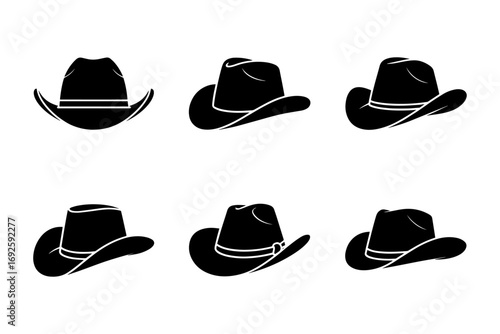 cowboy hat western collection silhouette  