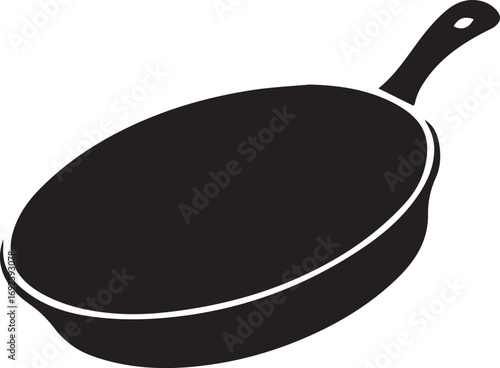Frying Pan Silhouette Vector — Cookware Icon, Kitchen Utensil Clipart