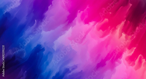 Abstract watercolor painting with vibrant hues of pink, purple, and blue