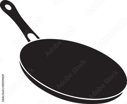 Frying Pan Silhouette Vector — Cookware Icon, Kitchen Utensil Clipart