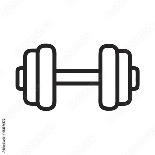 Minimal line vector icon of dumbbell for gym training, sport, and healthy lifestyle