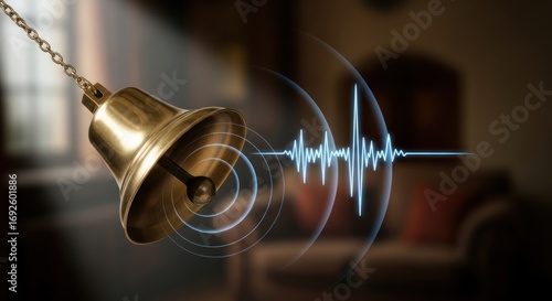 Brass Bell Sound Waves Vibration Image.