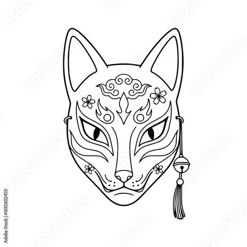Fox Mask Decorative Outline Illustration