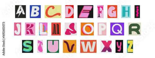 Transparent PNG cut-out alphabet, colorful magazine ransom letters
