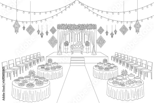 Wedding reception venue illustration