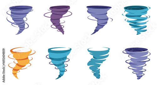 colorful tornadoes swirling in various shades and forms