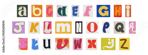 Cut-out alphabet collection, vintage ransom note style typography PNG