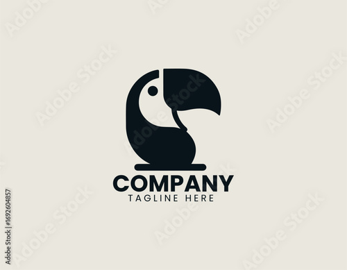 Happy toucan cartoon bird illustrated as colorful vector logo in playful modern design style