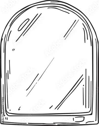 Vector illustration of a modern wall-mounted bathroom basin mirror, ideal for sanitary ware designs, plumbing fixtures, home interior projects, and bathroom renovation visuals.