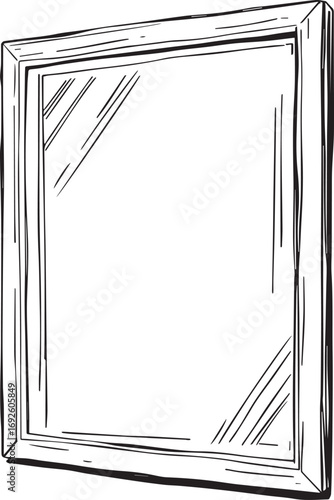 Vector illustration of a modern wall-mounted bathroom basin mirror, ideal for sanitary ware designs, plumbing fixtures, home interior projects, and bathroom renovation visuals.