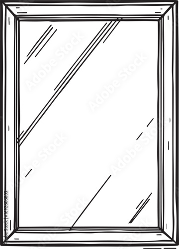 Vector illustration of a modern wall-mounted bathroom basin mirror, ideal for sanitary ware designs, plumbing fixtures, home interior projects, and bathroom renovation visuals.