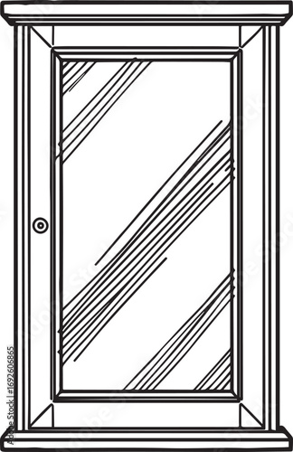 Vector illustration of a modern wall-mounted bathroom basin mirror, ideal for sanitary ware designs, plumbing fixtures, home interior projects, and bathroom renovation visuals.