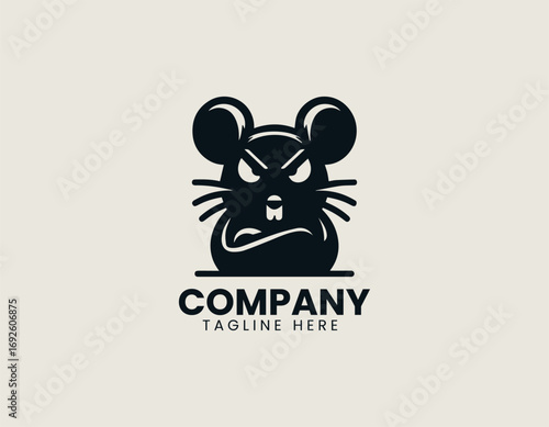 Bold vector logo of a strong aggressive rat or bear mascot with angry eyes. Sports and Team concept