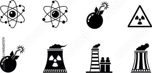 Atomic Energy Icons Vector.