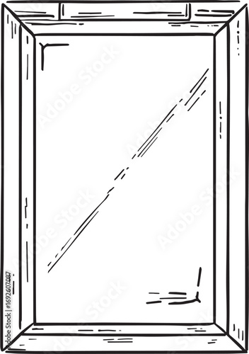 Vector illustration of a modern wall-mounted bathroom basin mirror, ideal for sanitary ware designs, plumbing fixtures, home interior projects, and bathroom renovation visuals.