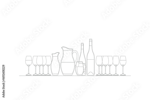 Illustration of a candelabra with nine lit candles on a white background in line art