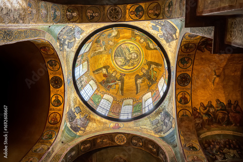 Golden dome fresco of Christ Pantocrator in Saint Sophia Cathedral, Kyiv
