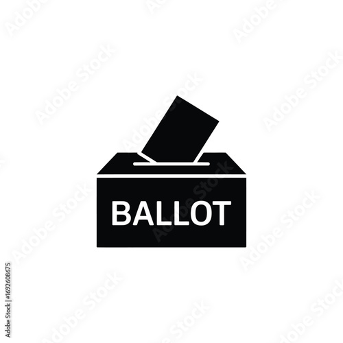 Ballot Box Clipart with Dropping Ballot in Flat Design on Transparent Background