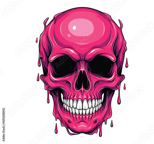 Pink Skull Melting Illustration
