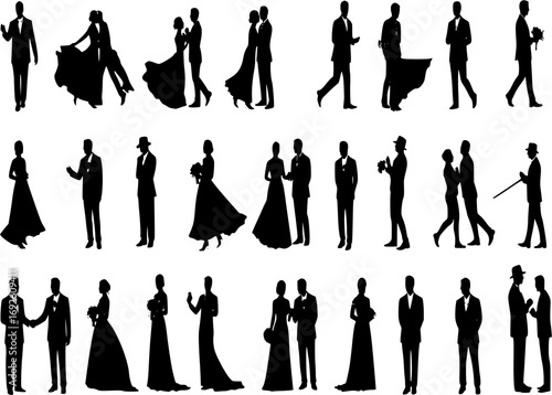 Vector, big set of wedding silhouettes
