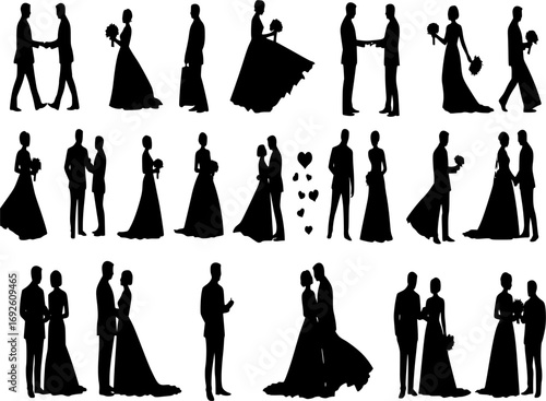 Vector, big set of wedding silhouettes

