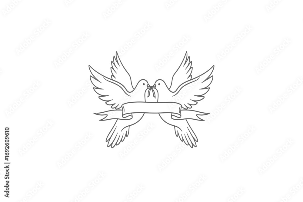 Fototapeta premium Dove with banner icon