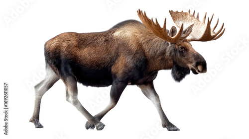Wallpaper Mural  Majestic Moose in Motion: A magnificent moose strides purposefully forward, its impressive antlers on full display. This image captures the raw power and majesty of nature's giants. Torontodigital.ca