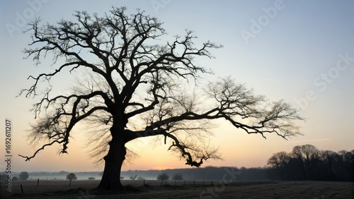 Silhouetted tree against a sunrise sky reflecting natures beauty