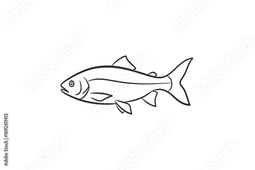 A simple line drawing of a sailboat with two sails and a flag on the water waves