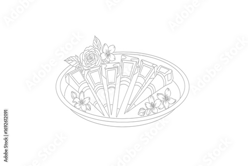 Illustration of elegant draped curtains with tiebacks and a valance on a white background