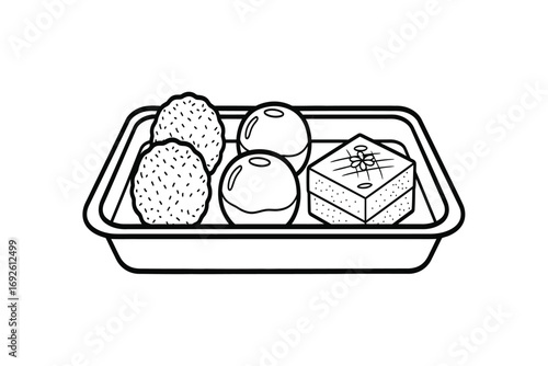 A simple line drawing of a salad in a bowl with lettuce tomatoes and cucumber slices