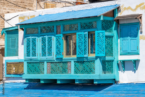 Interesting windows in Acre, Akko, Israel on a sunny day.
