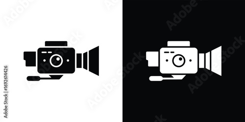 Camcorder Video Camera Silhouette with Handle Transparent Background Icon Media Glyph
