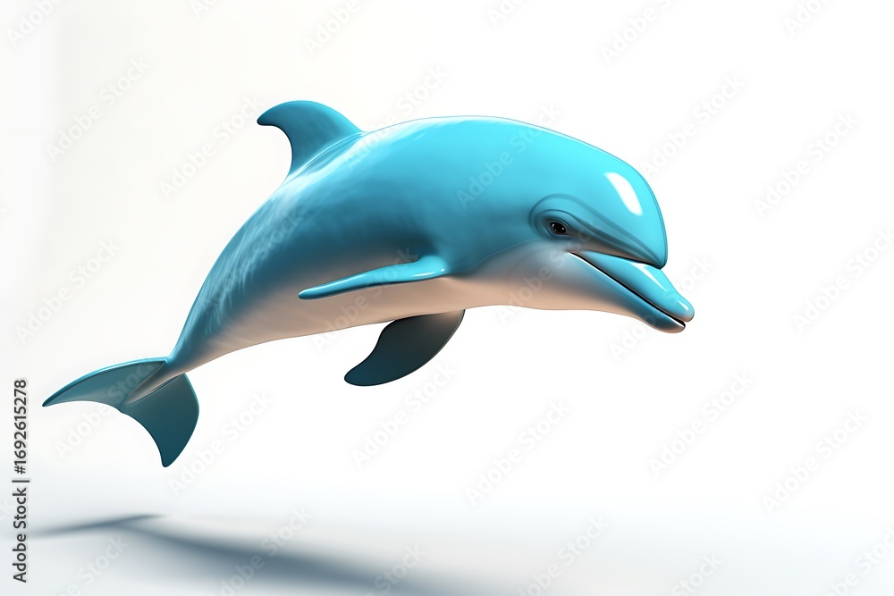 Obraz premium Playful dolphin leaping gracefully in a bright, minimalistic underwater scene