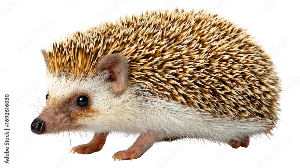 Obraz premium Spiky Wonder: A close-up image of an adorable hedgehog showcases its distinctive spiky coat, a captivating study of a fascinating creature.