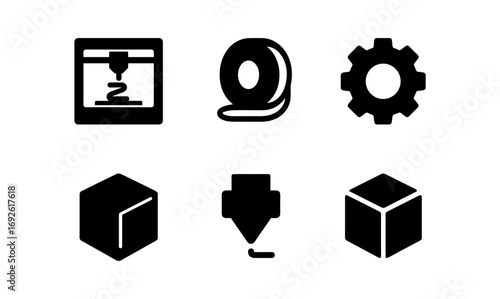 Minimalist icons of 3d printing and tools