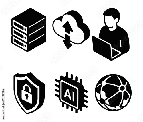 isometric cloud security icons