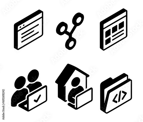 isometric teamwork collaboration icons