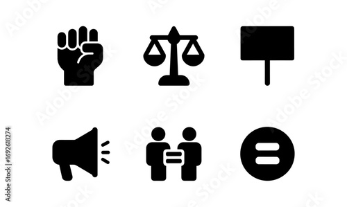 Diverse black silhouettes representing equality and activism