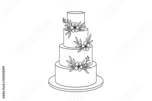 Illustration of a church with a steeple and cross on top in black and white outline