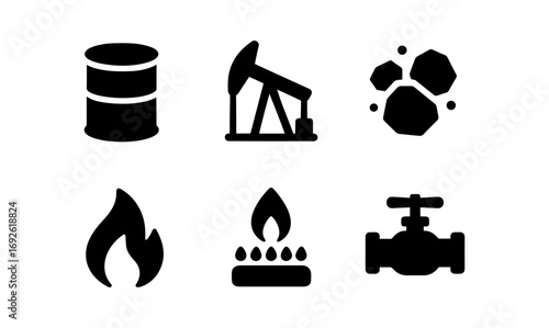 Energy and oil industry icons: silhouette style for environmental and industrial themes