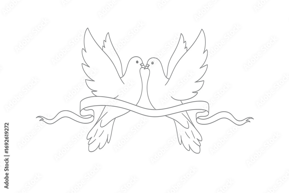 Naklejka premium Peace dove icon with ribbon