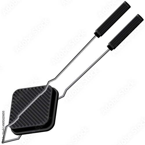 Gas Sandwich Maker, hand toaster vector drawing.