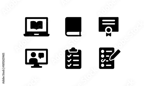 Education and learning icons set for online courses and study resources