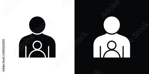 Linear of a Person with Child Silhouette with Transparent Background