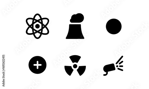 Minimalist science and technology icons in silhouette style