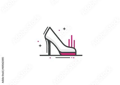 Stylish white high heel shoe